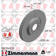 ZIMMERMANN Brake Disc - Standard/Coated, 100124920 100124920